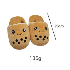 Bubble Tea Slippers - Cute Boba Themed Plush Indoor Shoes for Cat & Dog