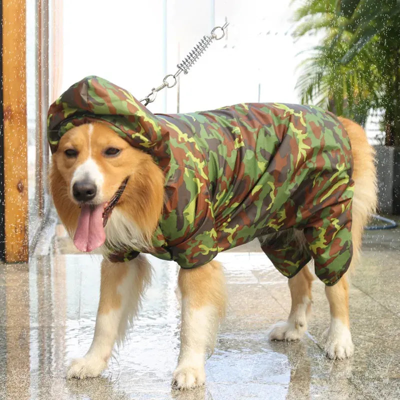Camouflage Pet Hoodie - All-Season Waterproof Dog Raincoat with Sport Style