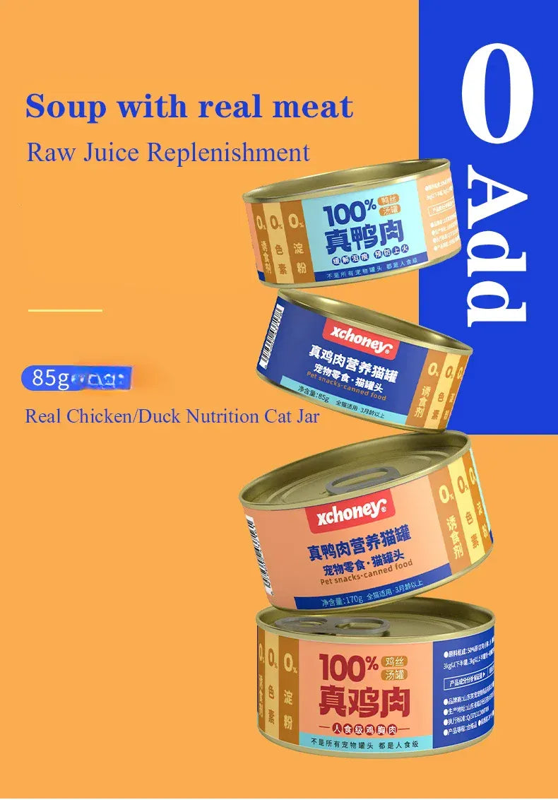 Canned Cat Food – Chicken & Duck Wet Food for Kittens and Adult Cats, Hydrating Pet Snacks, 85g