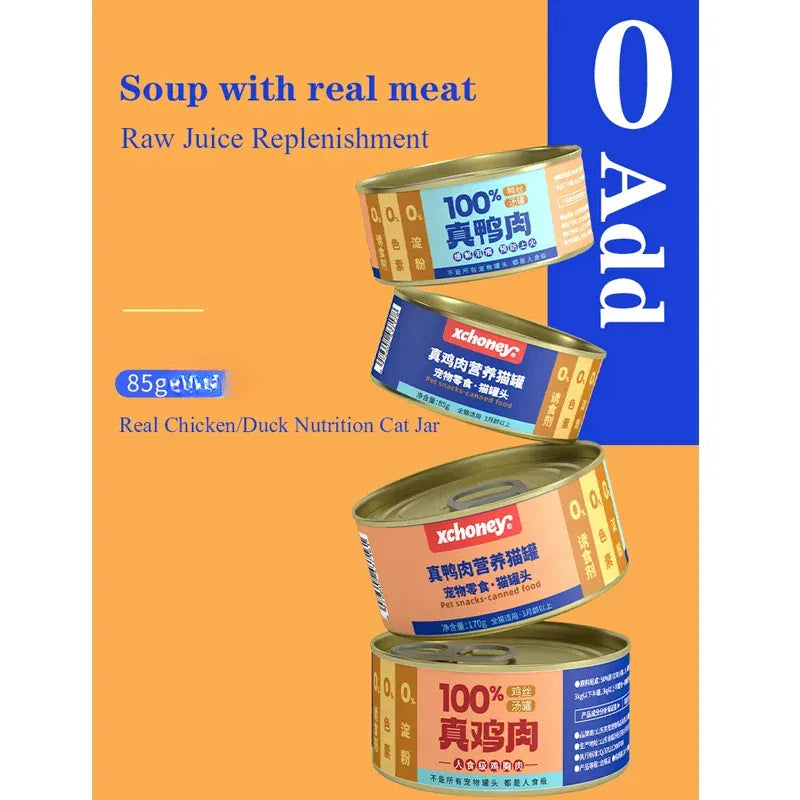 Canned Cat Food – Chicken & Duck Wet Food for Kittens and Adult Cats, Hydrating Pet Snacks, 85g