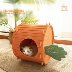 Carrot-Shaped Felt Cat Bed - Semi-Enclosed Hideaway for Small Pets