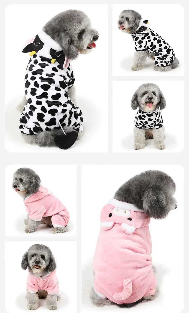 Cartoon Animal Dog & Cat Costume - Winter Warm Jumpsuit Pajamas