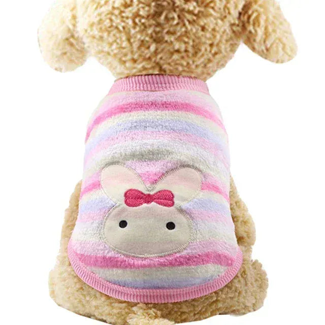 Cartoon Fleece Pet Clothes | Winter Warm Dog & Cat Vest – Cozy Sweater for Small Dogs & Cats