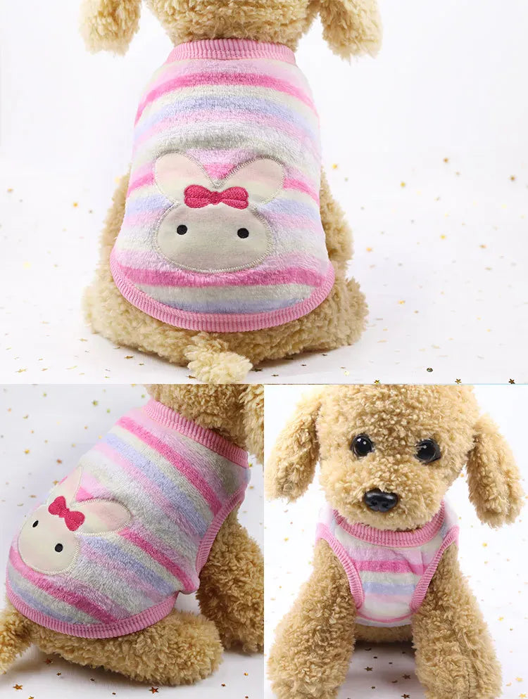 Cartoon Fleece Pet Clothes | Winter Warm Dog & Cat Vest – Cozy Sweater for Small Dogs & Cats