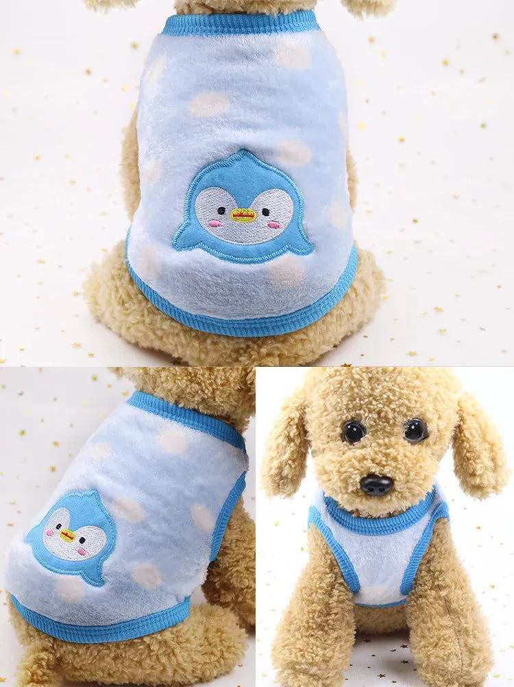 Cartoon Fleece Pet Clothes | Winter Warm Dog & Cat Vest – Cozy Sweater for Small Dogs & Cats