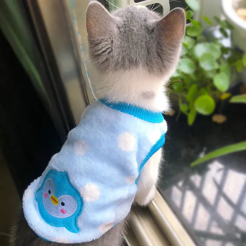 Cartoon Fleece Pet Clothes | Winter Warm Dog & Cat Vest – Cozy Sweater for Small Dogs & Cats