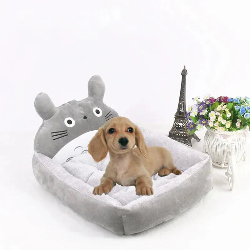 Cartoon Pet Bed Sofa - Washable Cotton Small Dog Cat Bed with Backrest