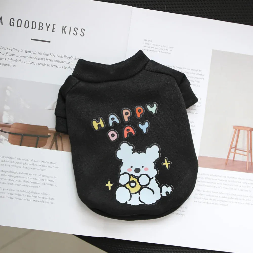 Cartoon Round Neck Hoodie - Plush Winter Sweater for Small Dogs & Cats