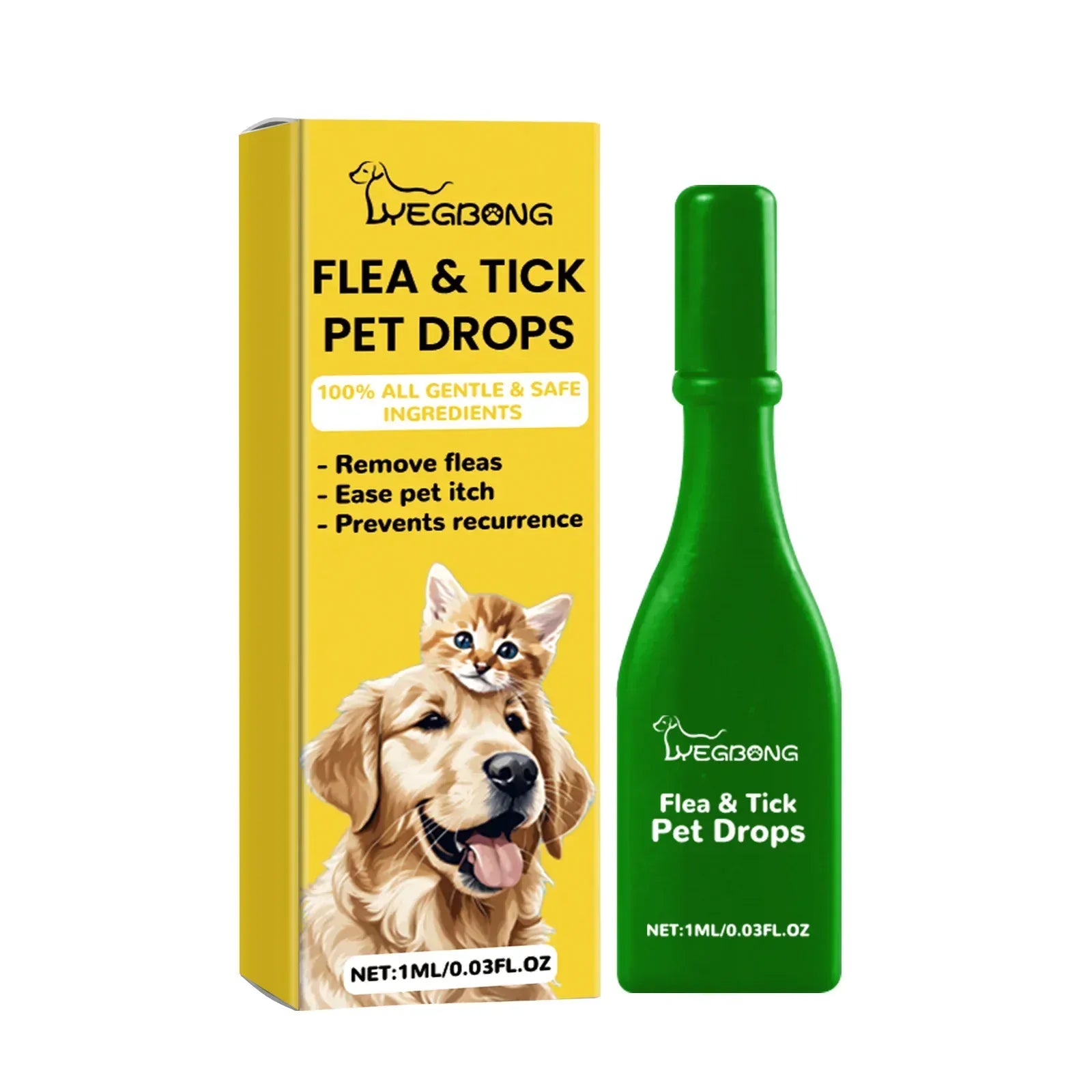 Cat Anti-Flea Drops - Monthly Flea & Tick Treatment, Skin Itching Relief & Deworming Drops for Cats (1ml/3ml/5ml/8ml Options)