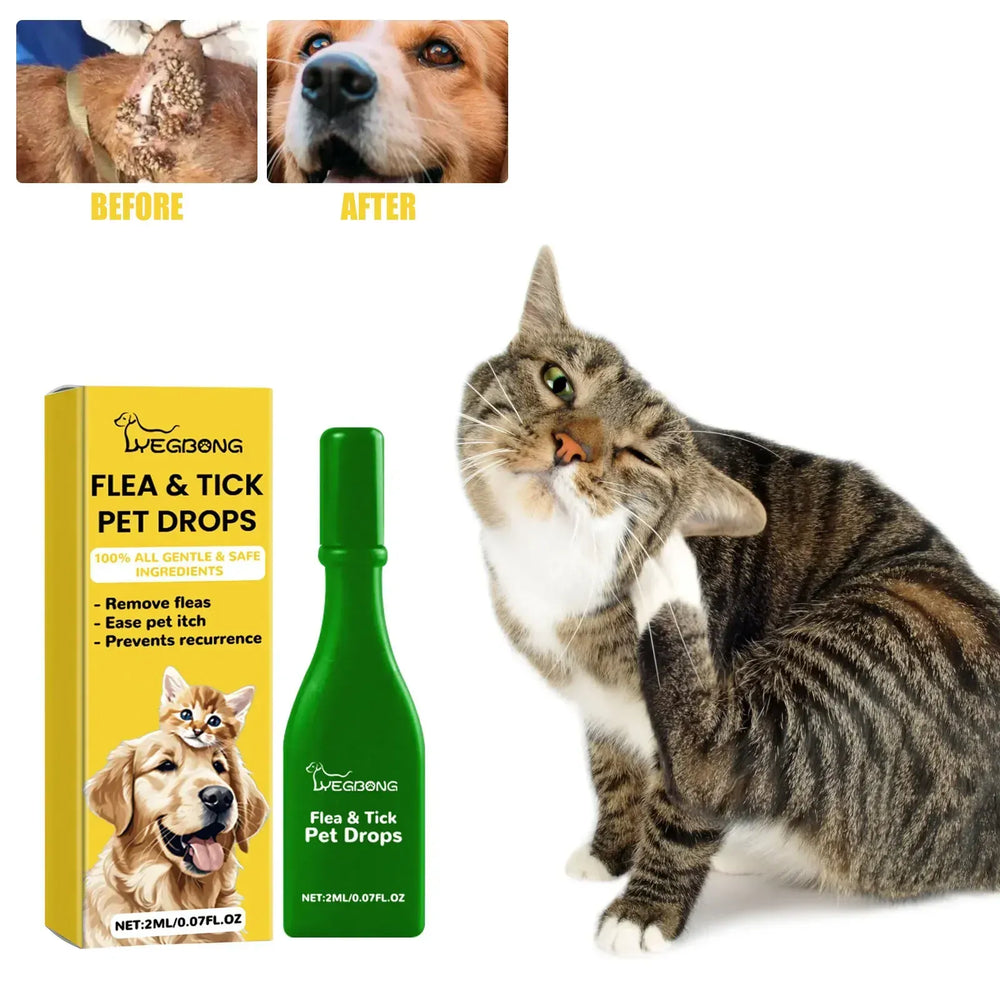 Cat Anti-Flea Drops - Monthly Flea & Tick Treatment, Skin Itching Relief & Deworming Drops for Cats (1ml/3ml/5ml/8ml Options)