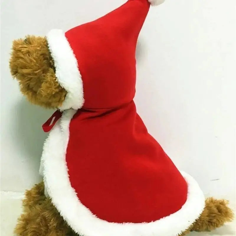 Cat Christmas Costume – Santa Claus Cosplay Cape & Scarf | Funny Pet Xmas Cloak for Cats & Small Dogs | Winter Dress-Up Outfit