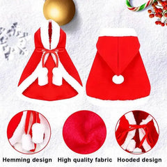 Cat Christmas Costume – Santa Claus Cosplay Cape & Scarf | Funny Pet Xmas Cloak for Cats & Small Dogs | Winter Dress-Up Outfit