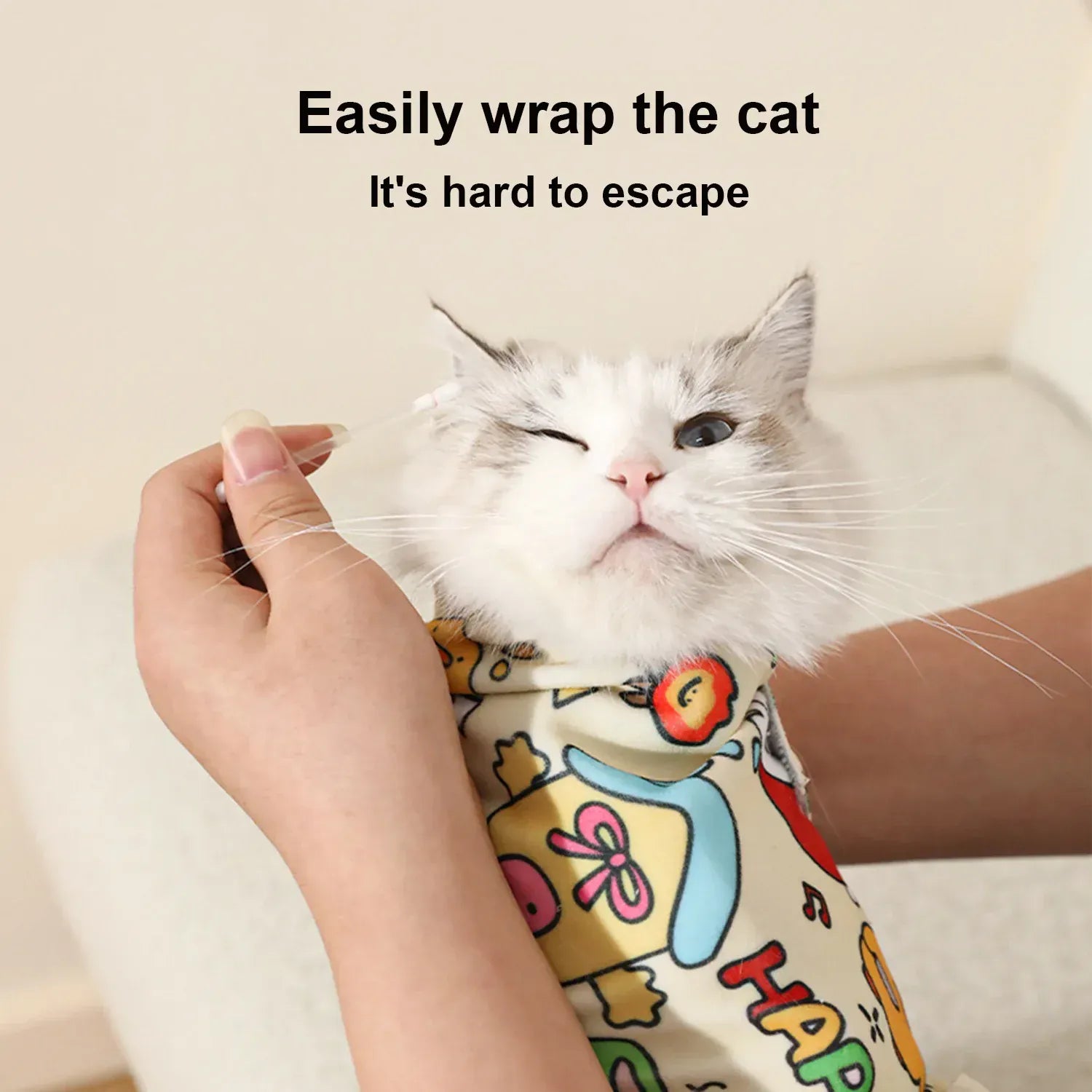 Cat Grooming Restraint Wrap - Self-Adherent Burrito Swaddle for Safe Handling