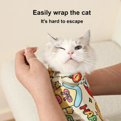 Cat Grooming Restraint Wrap - Self-Adherent Burrito Swaddle for Safe Handling