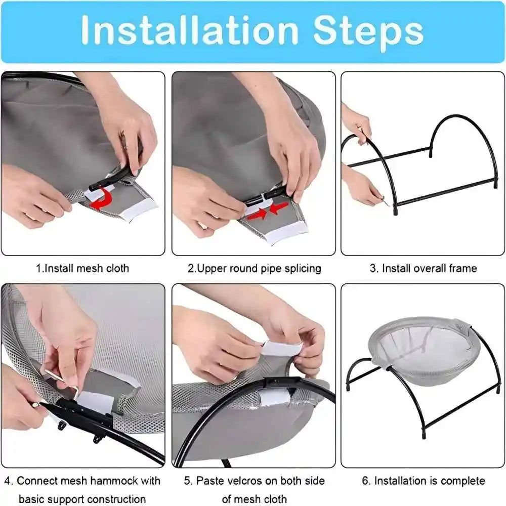 Cat Hammock Bed Stand - Detachable Easy Clean Pet Mat for Small Medium Cats