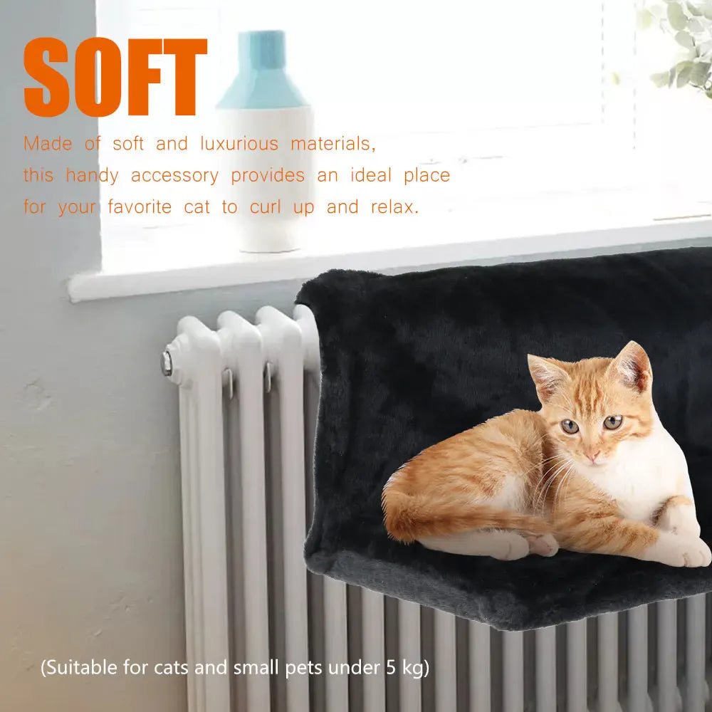 Cat Hanging Radiator Bed – Warm Fleece Basket Hammock with Metal Frame