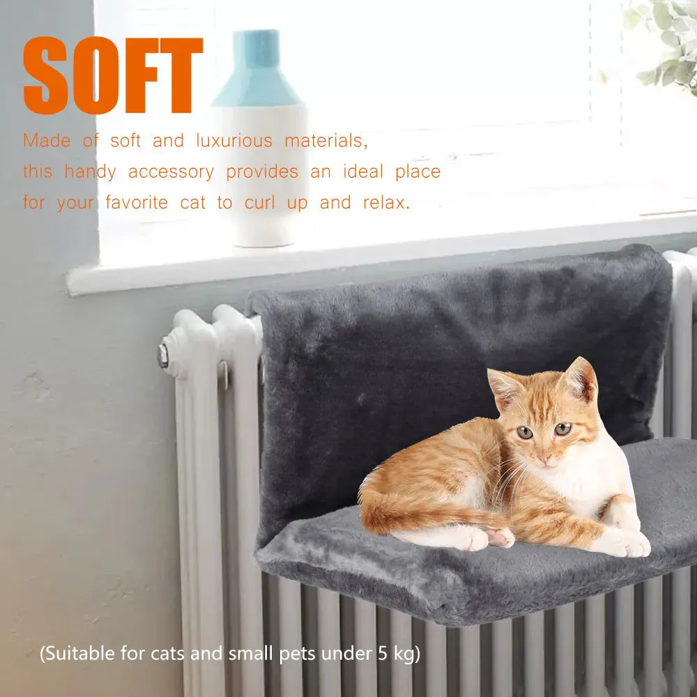 Cat Hanging Radiator Bed – Warm Fleece Basket Hammock with Metal Frame