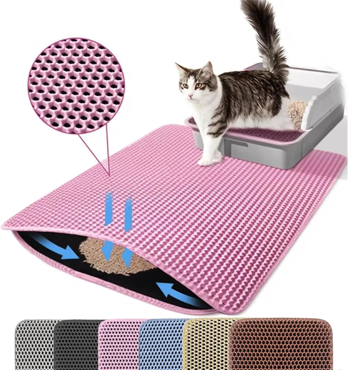 Cat Litter Mat Double Layer Pet Non Slip Big Pet Litter Box Filter MatWear Resistant Waterproof Anti-slip Cat Litter Mat
