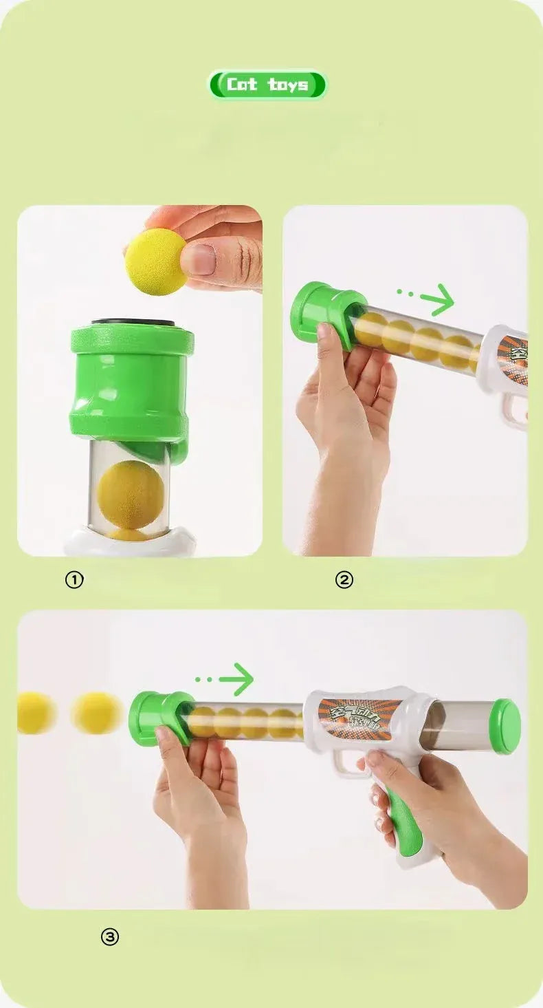 Cat Toy Launcher Gun - Interactive Shooter with Soft Pompom Balls Kittens Toys