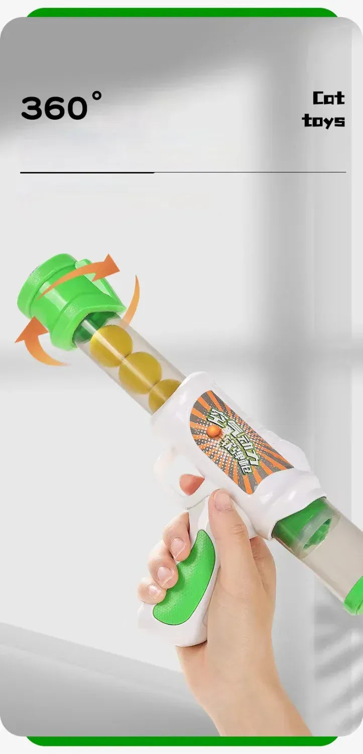 Cat Toy Launcher Gun - Interactive Shooter with Soft Pompom Balls Kittens Toys