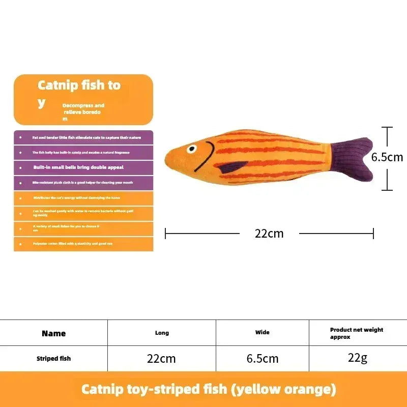 Catnip Fish Toy for Cats – Plush Simulation Fish with Interactive Chew & Pillow Design