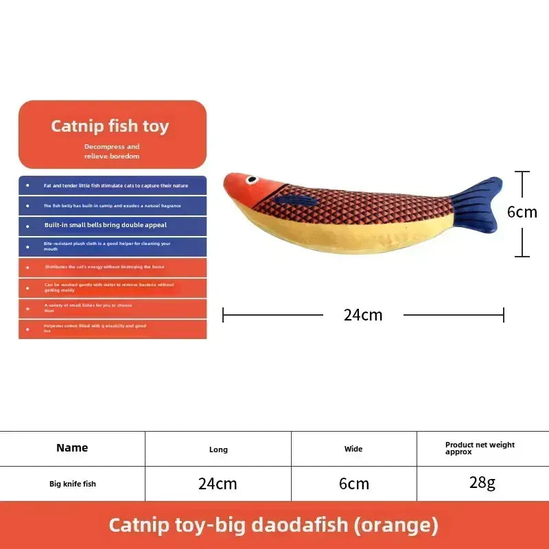 Catnip Fish Toy for Cats – Plush Simulation Fish with Interactive Chew & Pillow Design