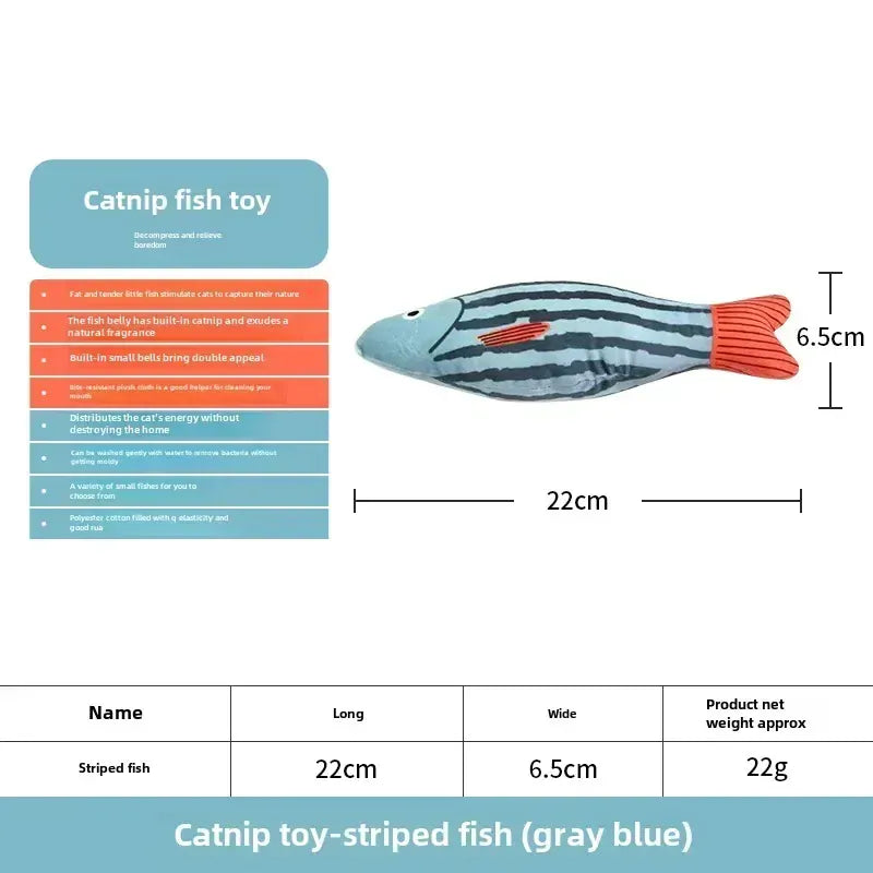 Catnip Fish Toy for Cats – Plush Simulation Fish with Interactive Chew & Pillow Design