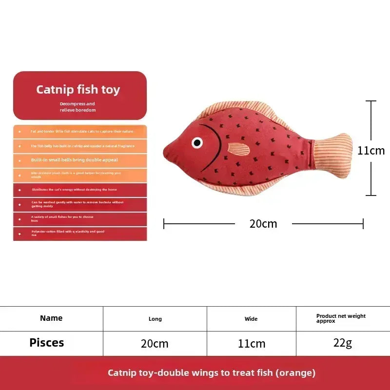 Catnip Fish Toy for Cats – Plush Simulation Fish with Interactive Chew & Pillow Design