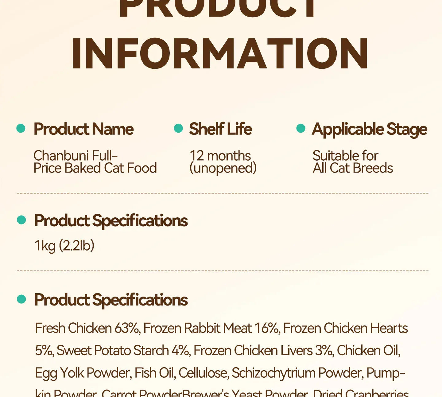 Chanbuni Premium Baked Cat Food | Chicken & Rabbit Recipe | Complete Nutrition for All Cat Breeds