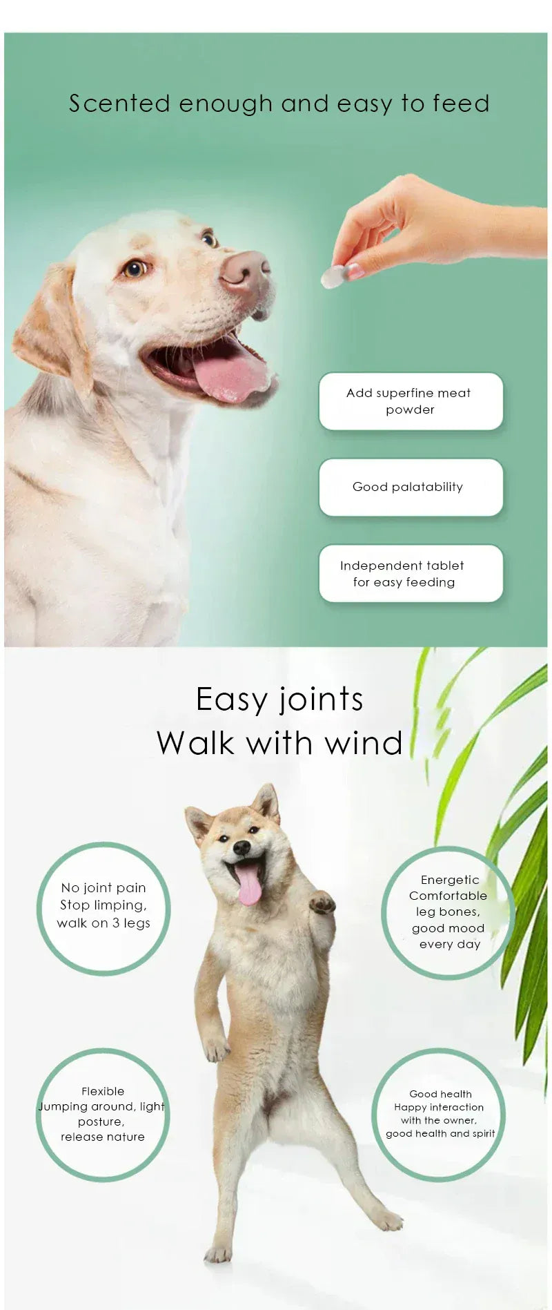 Chondroitin Tablets for Dogs - Joint Support Supplement for Senior Dogs, 200 Count Glucosamine & MSM for Hip & Joint Health