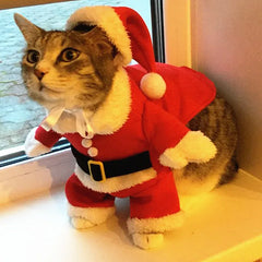 Christmas Cat Costume | Santa Claus Outfit for Small Cats & Dogs | Holiday Pet Clothes Xmas & New Year Kitty Outfit