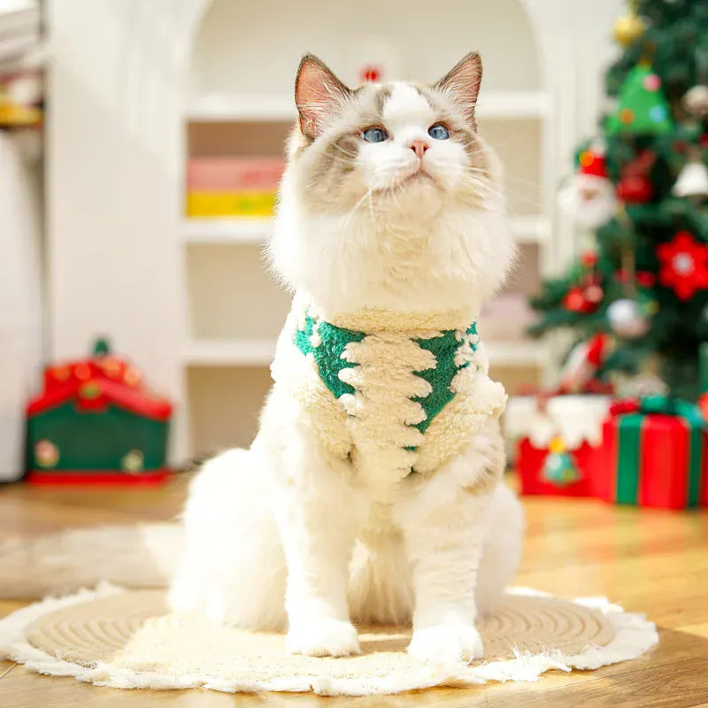 Christmas Day Cat Clothes & Dog Clothes | Autumn Winter Plush Pet Outfits | Holiday Cat & Dog Costume