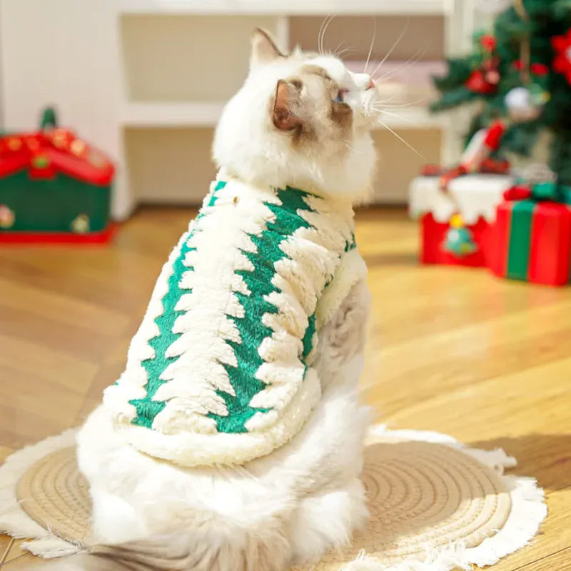 Christmas Day Cat Clothes & Dog Clothes | Autumn Winter Plush Pet Outfits | Holiday Cat & Dog Costume