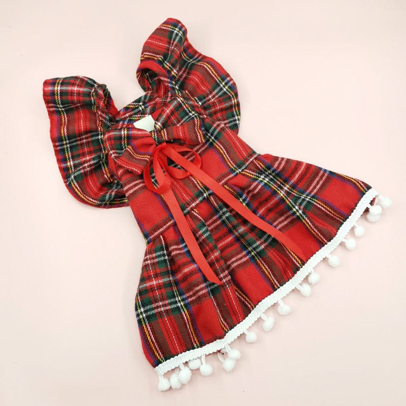 Christmas Dog Dress | Winter Pet Clothing Skirt for Small Dogs & Cats | Holiday Checker Outfit | Cute Xmas Cosplay Dress for Puppies