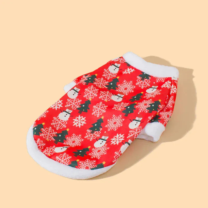 Christmas Pet Clothes - Cute Cartoon Printed Hoodie for Cats & Dogs