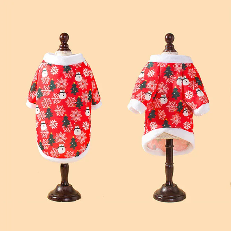 Christmas Pet Clothes - Cute Cartoon Printed Hoodie for Cats & Dogs