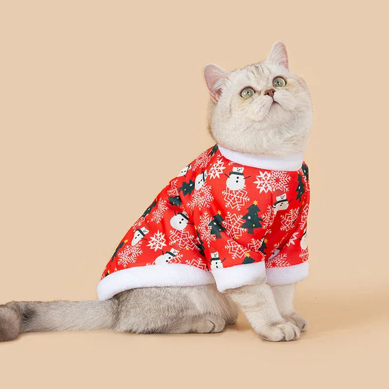 Christmas Pet Clothes - Cute Cartoon Printed Hoodie for Cats & Dogs