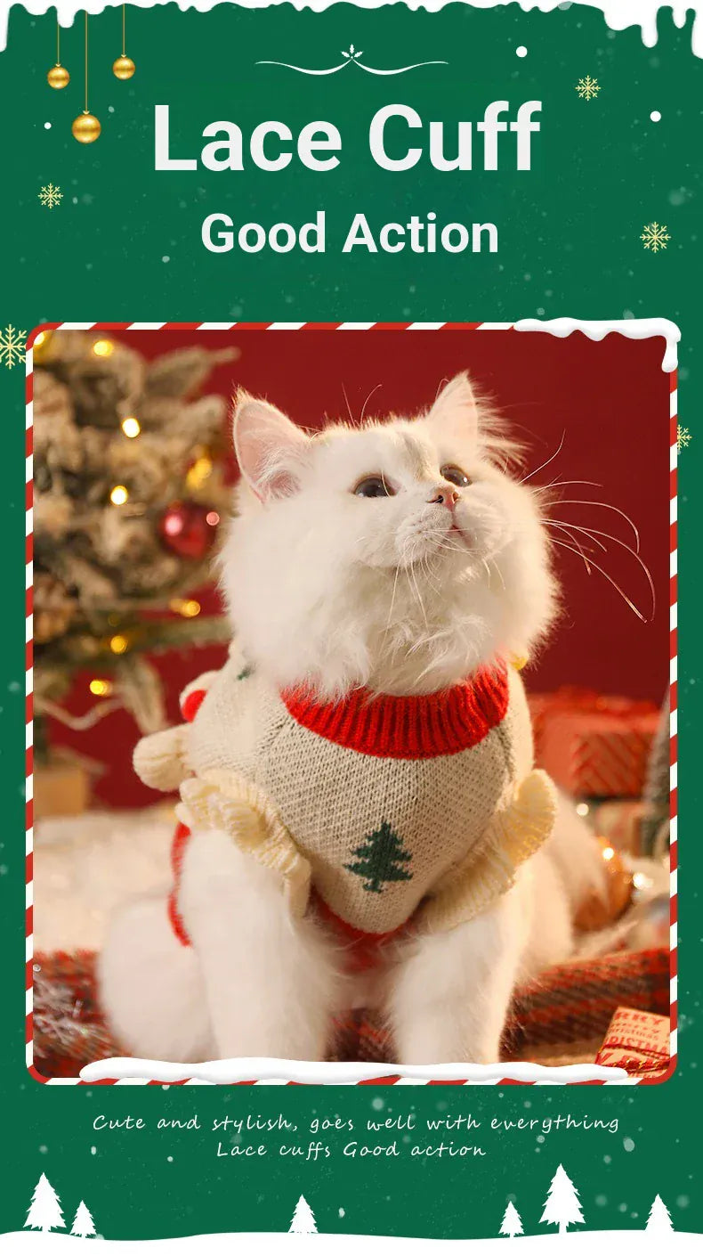 Christmas Pet Sweater – Cute Santa Claus Costume for Cats & Small Dogs | Warm Winter Holiday Outfit