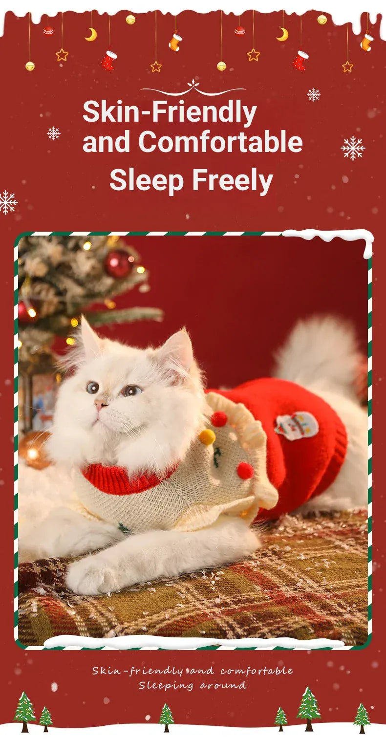 Christmas Pet Sweater – Cute Santa Claus Costume for Cats & Small Dogs | Warm Winter Holiday Outfit