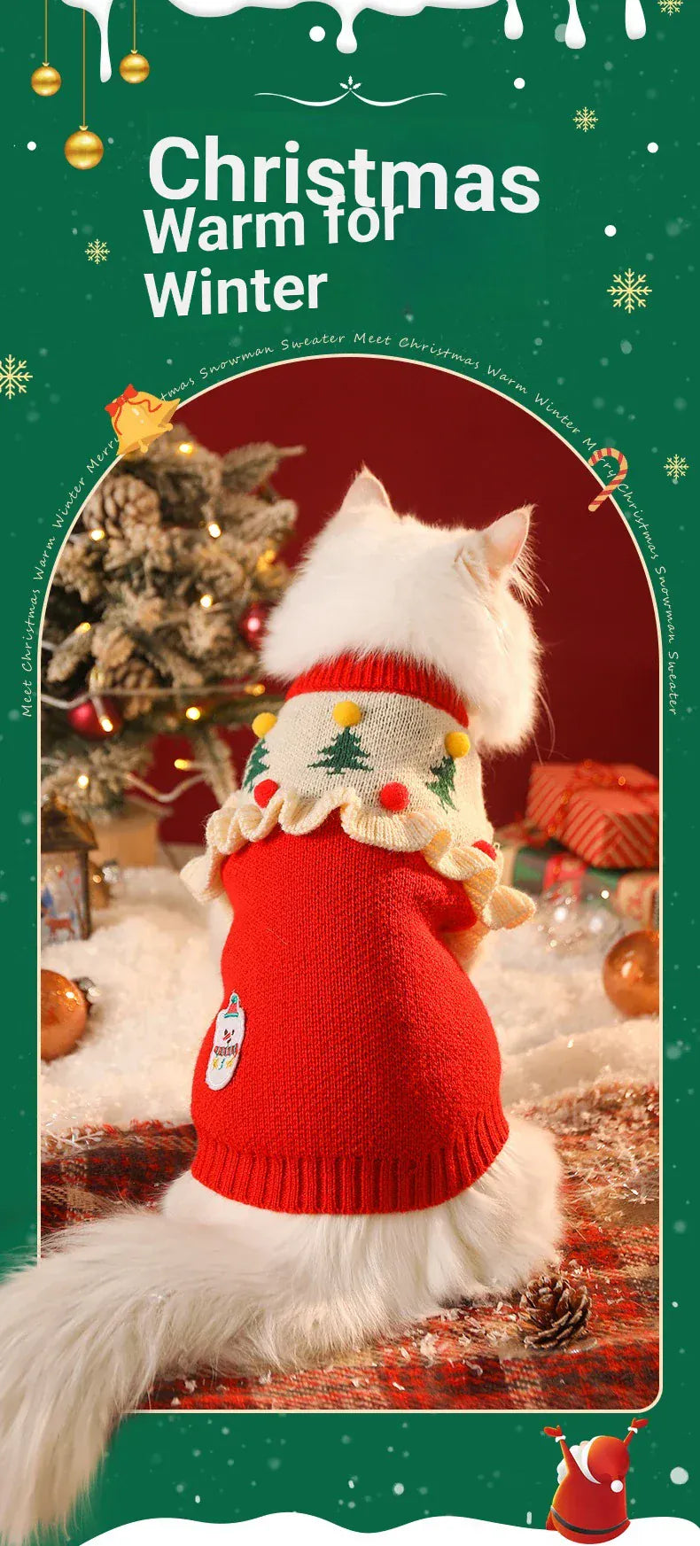 Christmas Pet Sweater – Cute Santa Claus Costume for Cats & Small Dogs | Warm Winter Holiday Outfit