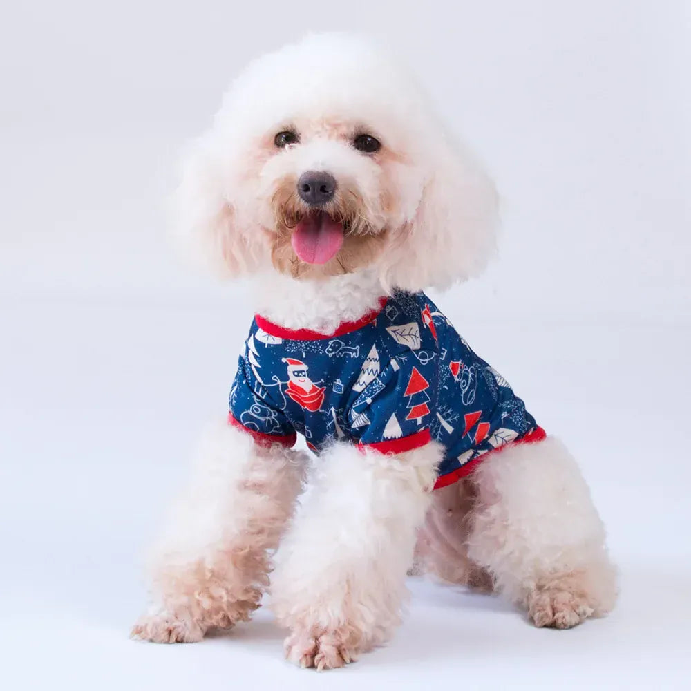 Christmas Pet T-Shirt  - Santa & Snowflake Holiday Outfit for Dogs & Cats