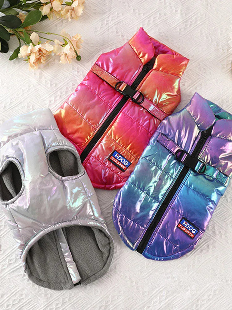 Christmas Waterproof Gradient Pet Vest – Warm Fleece Winter Jacket for Dogs & Cats | Autumn/Winter Pet Clothing