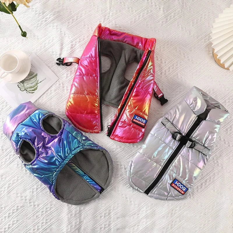 Christmas Waterproof Gradient Pet Vest – Warm Fleece Winter Jacket for Dogs & Cats | Autumn/Winter Pet Clothing