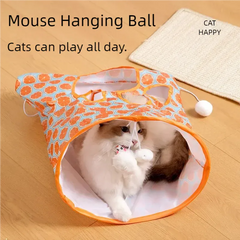 Collapsible Cat Tunnel Set - Interactive Teaser Stick with Rattling Paper Toys