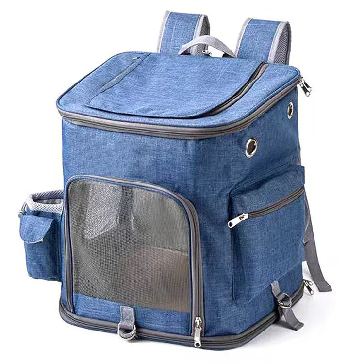 Collapsible Pet Carrier Backpack – Lightweight Foldable Travel Bag with Mesh Windows