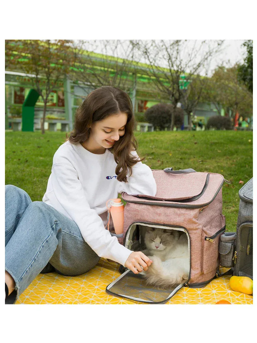 Collapsible Pet Carrier Backpack – Lightweight Foldable Travel Bag with Mesh Windows