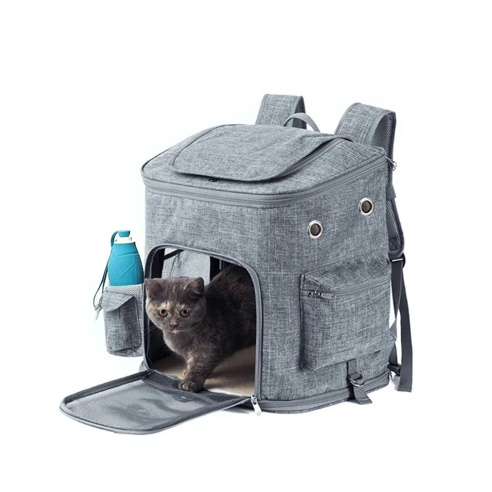 Collapsible Pet Carrier Backpack – Lightweight Foldable Travel Bag with Mesh Windows