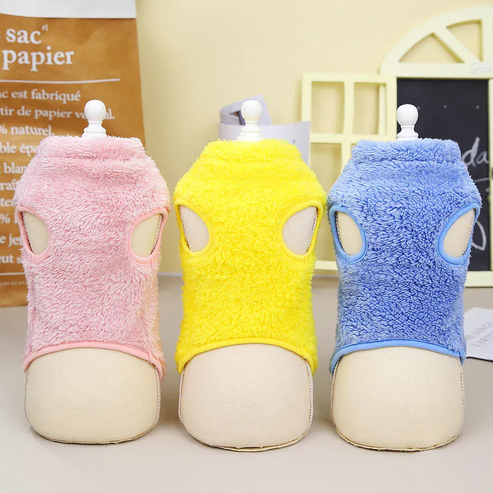 Coral Fleece Pet Vest - Soft Warm Sweater for Small Breeds & Cats