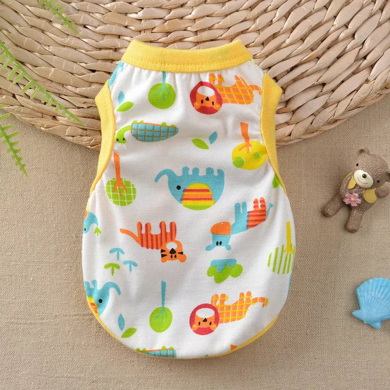 Cotton Vest Dogs Clothes For Small Dogs Chihuahua Clothes Summer Animals Cartoon Vest Dog T-Shirt For Small Dog Medium Yorkshire