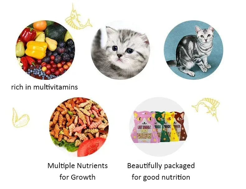 Crispy Cat Biscuits | Salmon, Chicken & Tuna Snacks | Nutritious Catnip & Fish Treats | Healthy & Easy-to-Eat Cat Snacks